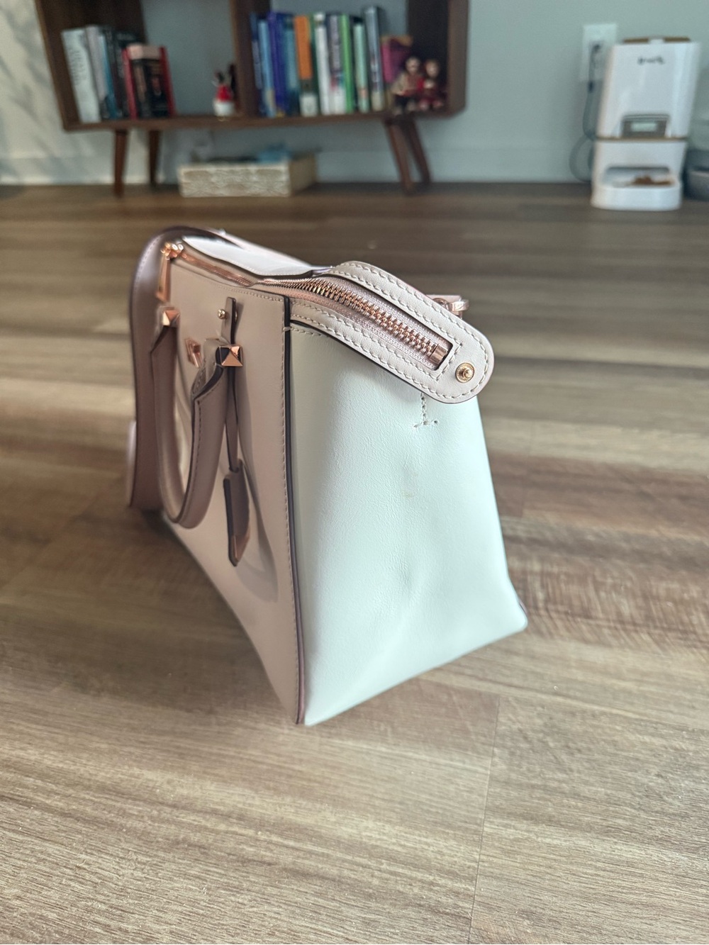 Michael Kors Blush and Cream Leather Satchel with Strap - Picture 5 of 7